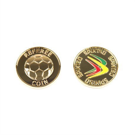 Spintso Referee Coin with spintso logo on one side and soccer ball on other