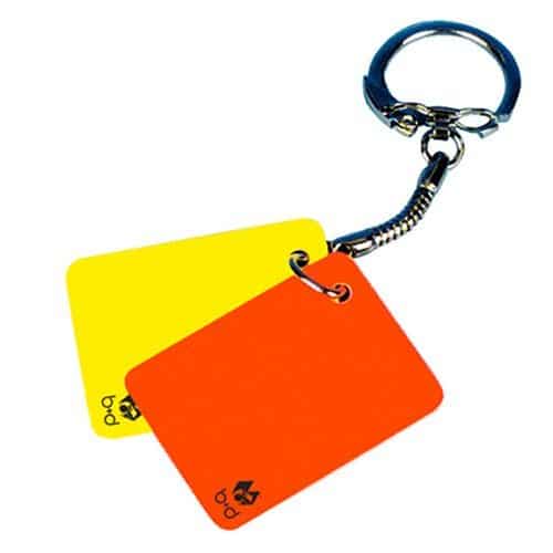 b+d referee yellow and red card keychain